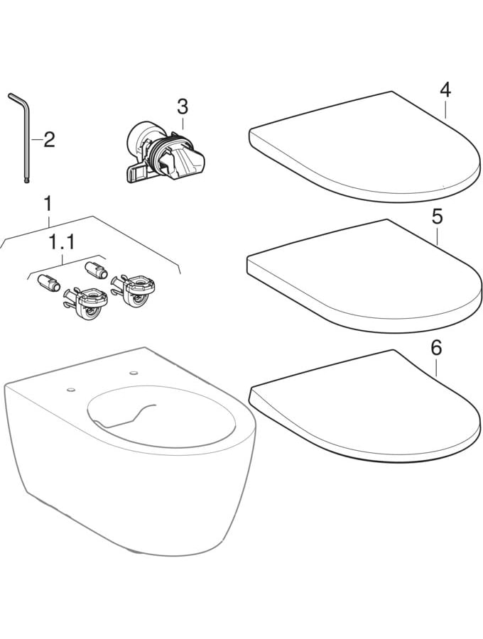 Stojące miski WC Rimfree (Geberit iCon)